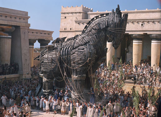 Das Geschenk der Griechen – ein hölzernes Pferd. Bild: Sender