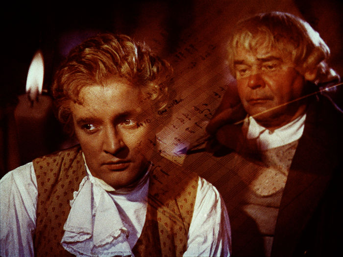 Oskar Werner (Wolfgang Amadeus Mozart), Erich Kunz (Schikaneder). Bild: Sender / Beta Film