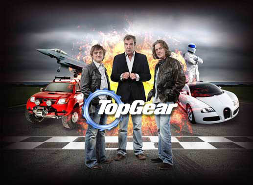 Richard Hammond (l.), Jeremy Clarkson (M.) und James May (r.) präsentieren "Top Gear". 
Bild: Sender