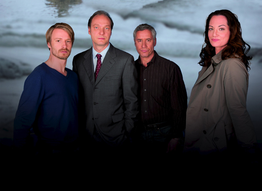 Die Hauptdarsteller: Max von Pufendorf, Martin Brambach, Ralph Herforth und Natalia Wörner. Bild: Sender