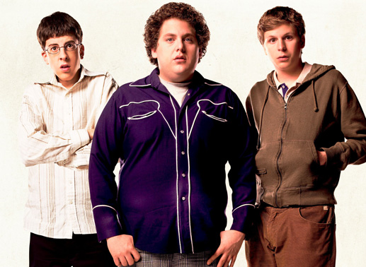 Christopher Mintz-Plasse (Fogell), Jonah Hill (Seth), Michael Cera (Evan). Bild: Sender