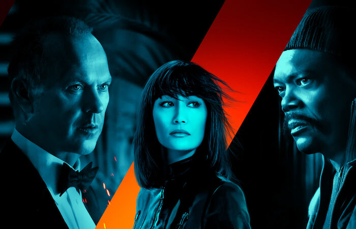 The Protégé - Der Racheengel: Michael Keaton (Rembrandt), Maggie Q (Anna), Samuel L. Jackson (Moody). Bild: Sender / Leonine Studios