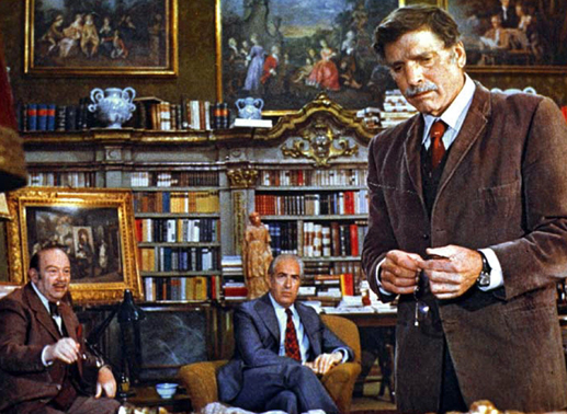 Der alternde Professor (Burt Lancaster, re.) will von zwei zwielichtigen Kunsthändlern (Jean-pierre Zola, Mitte und Guy Trejan) ein überteuertes Gemälde kaufen. Bild: Sender