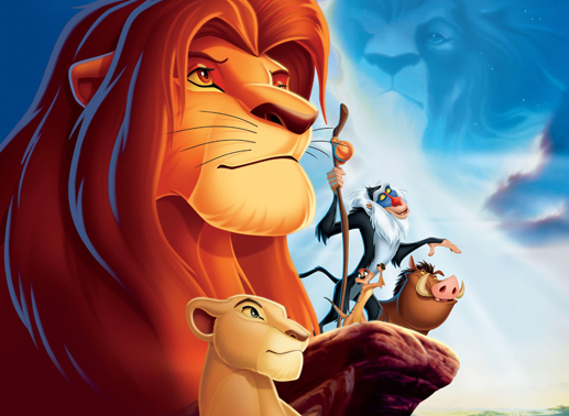 Die Geschichte von Löwe Simba (li.) und seinen Weggefährten Nala (unten), Rafiki (Mi.), Timon und Pumbaa (re.) und dem ewigen "Kreis des Lebens". Bild: Sender